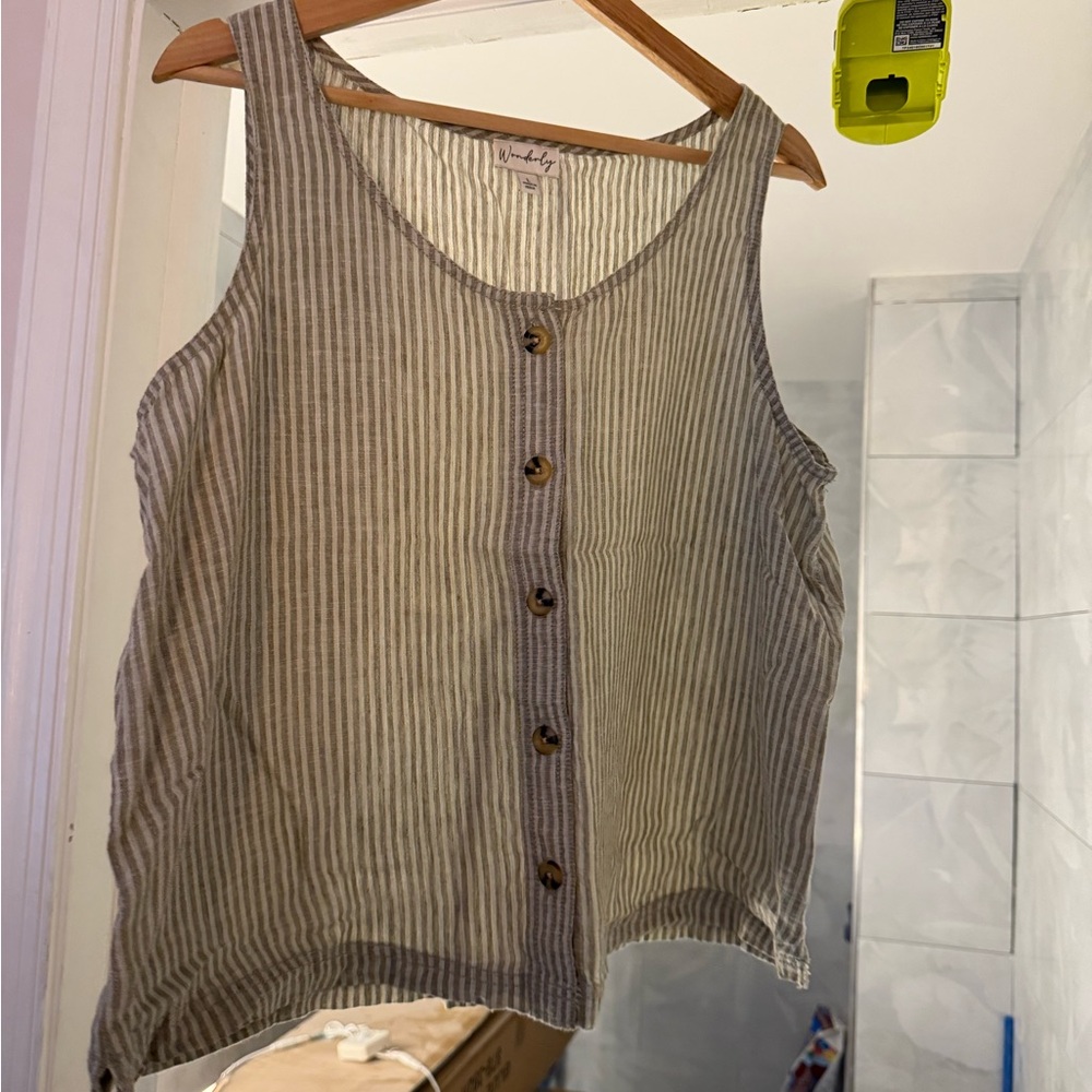 Linen Button Down Tank